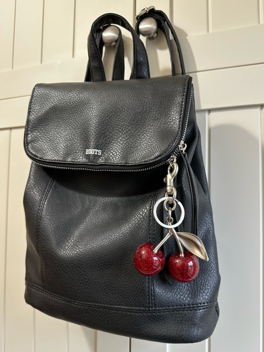 Roots Black Leather Everyday Backpack